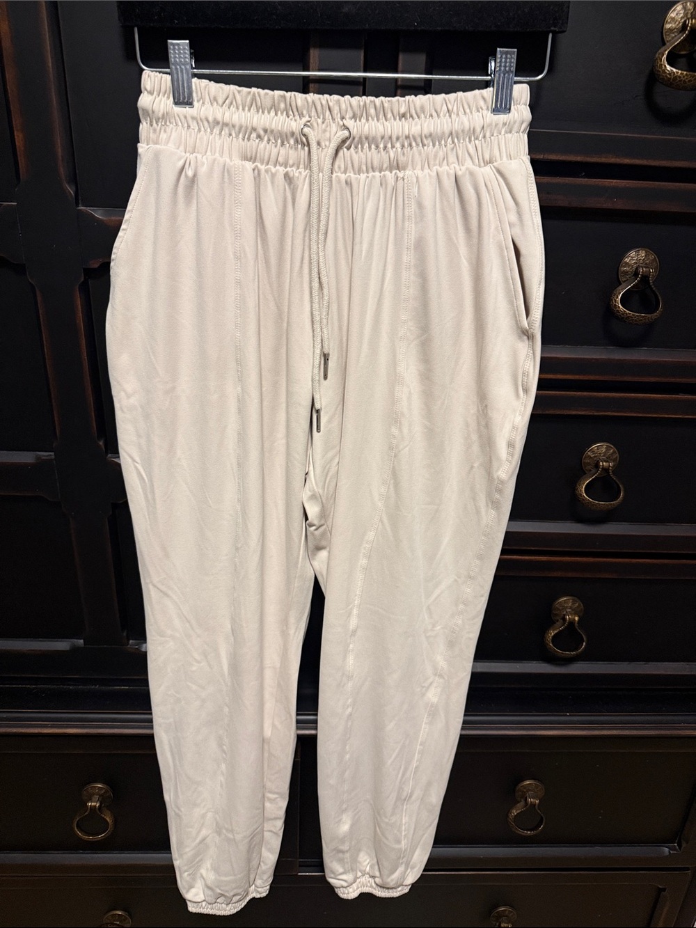 Women's Cream Drawstring Jogger Pants